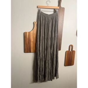 Double D Ranch Wear Charcoal Gray Pleated Pull-On A-Line Maxi Skirt Size Small